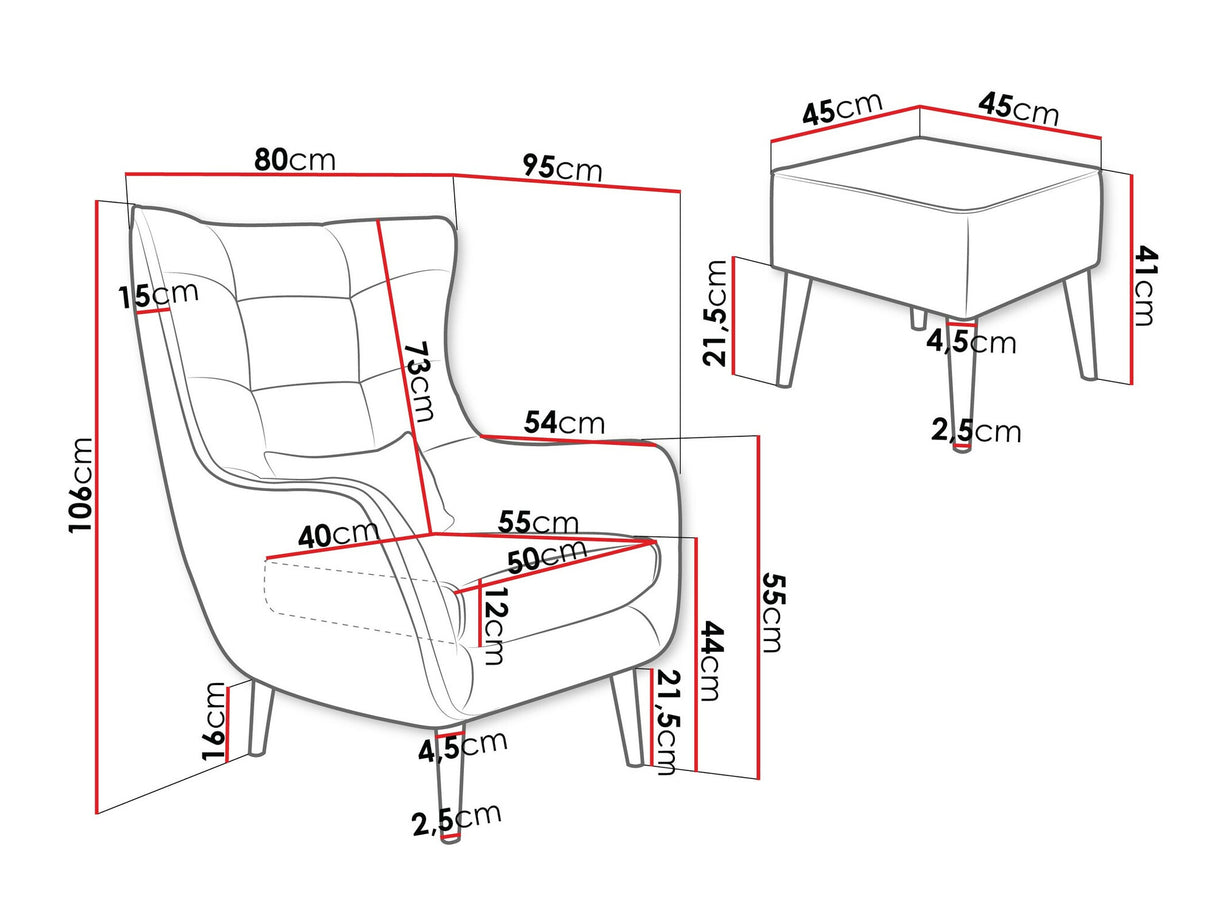 Fotel Fotel ESTJANO z podnóżkiem, Szín: Poso 02