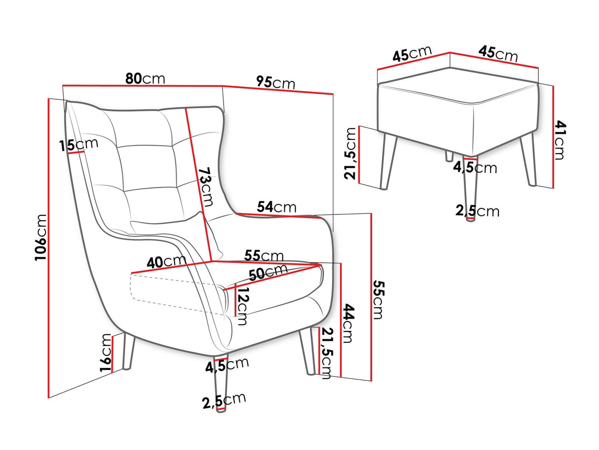 Fotel Fotel ESTJANO z podnóżkiem, Szín: Poso 05
