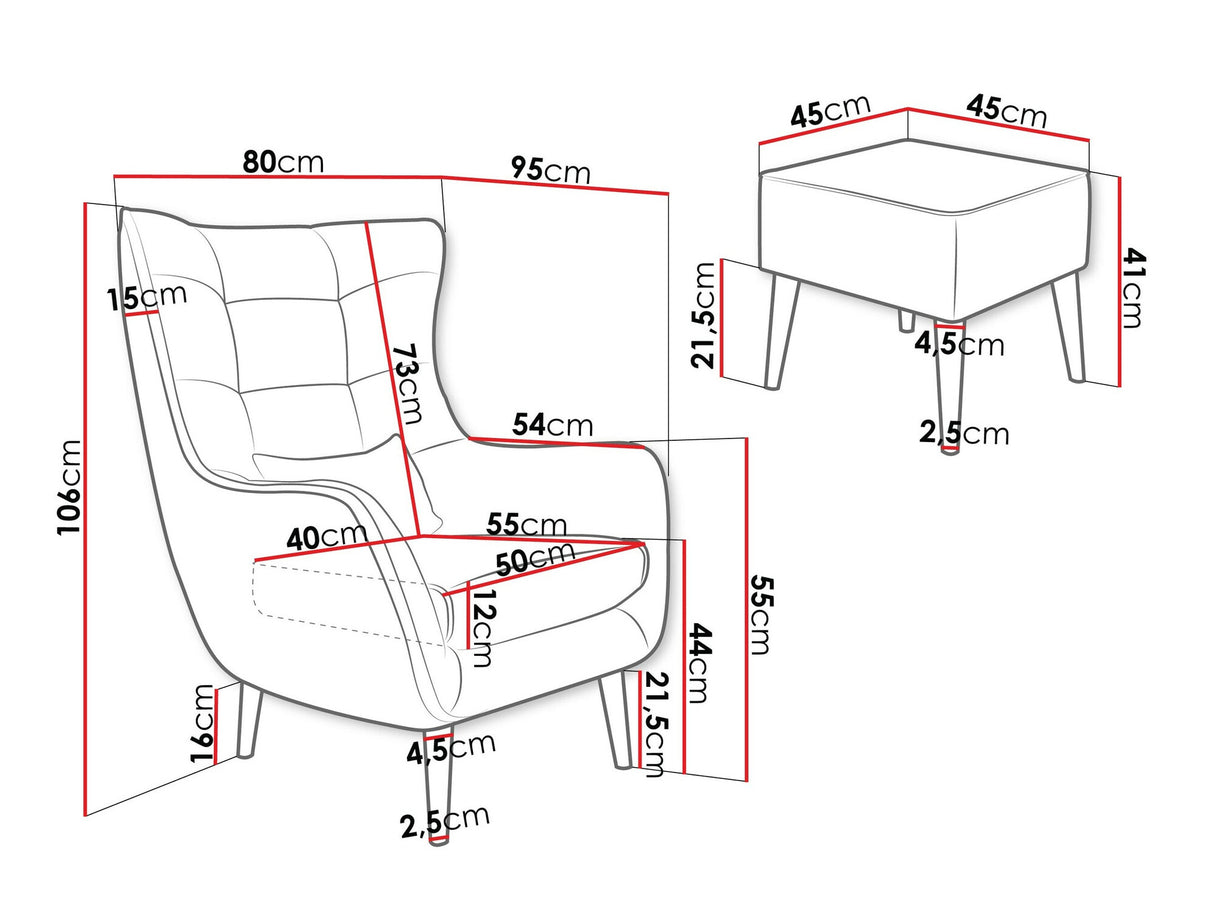 Fotel Fotel ESTJANO z podnóżkiem, Szín: Poso 14