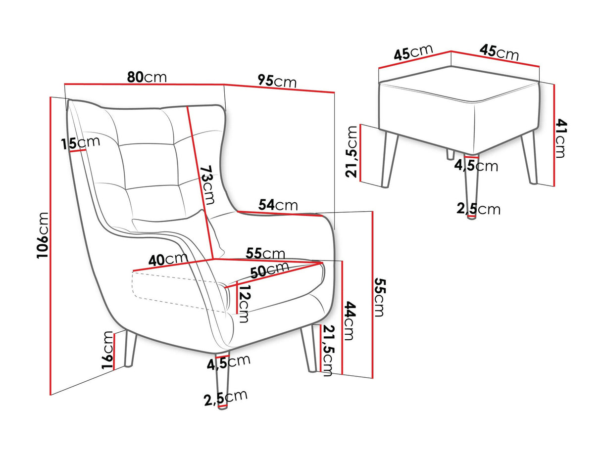 Fotel Fotel ESTJANO z podnóżkiem, Szín: Poso 22