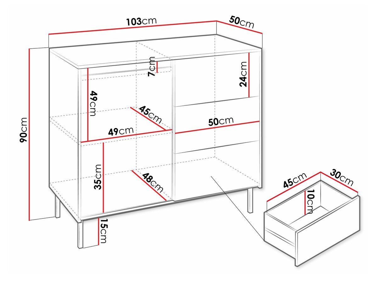 Komód Komoda 1D3SZ OZMI, Szín: Kasmír