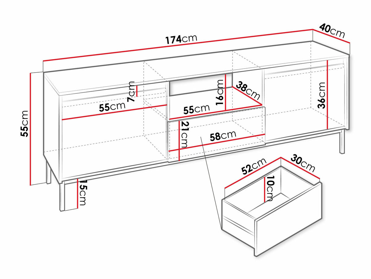 TV-állvány Szafka RTV 2K1SZ OZMI, Szín: Kasmír