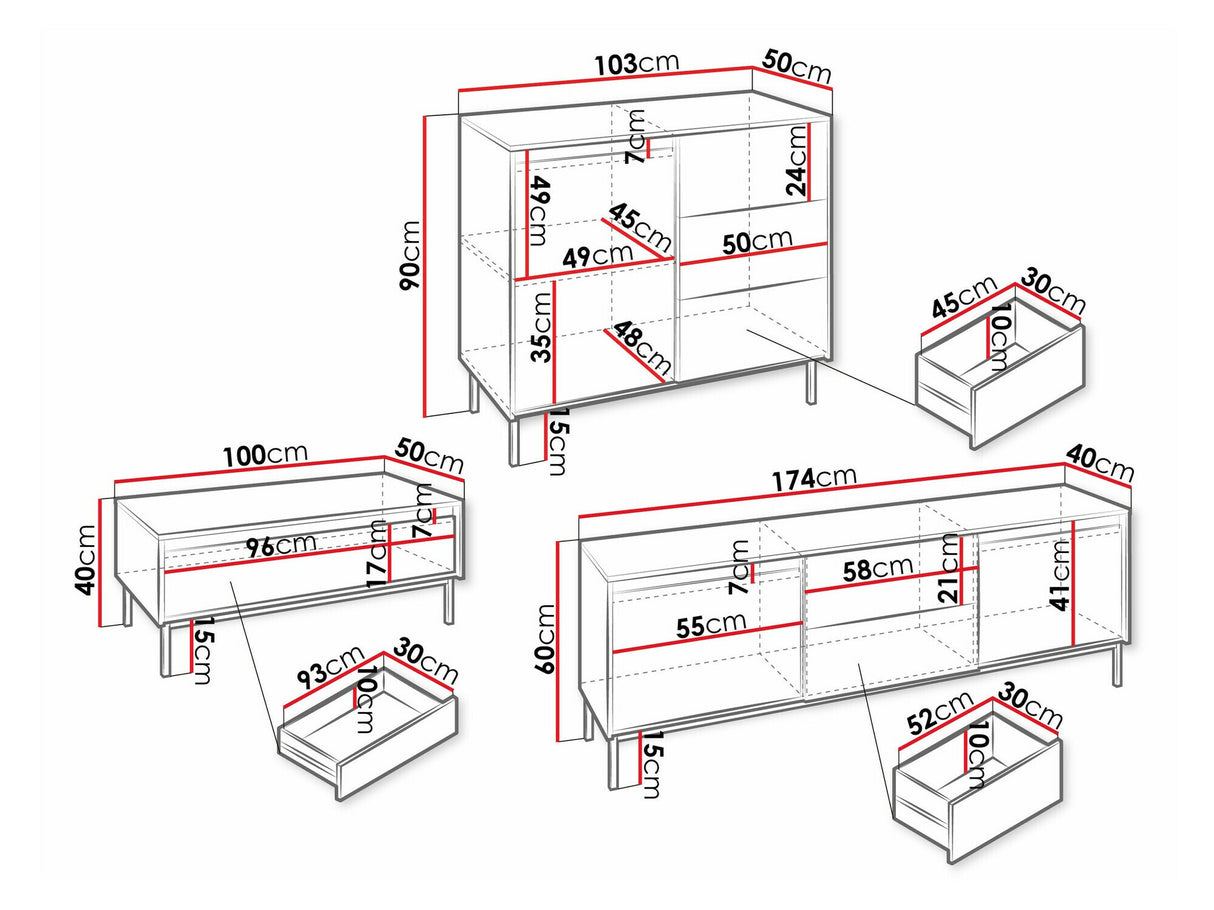 Nappali szett Meble OZMI II, Szín: Kasmír, Komód: Nem