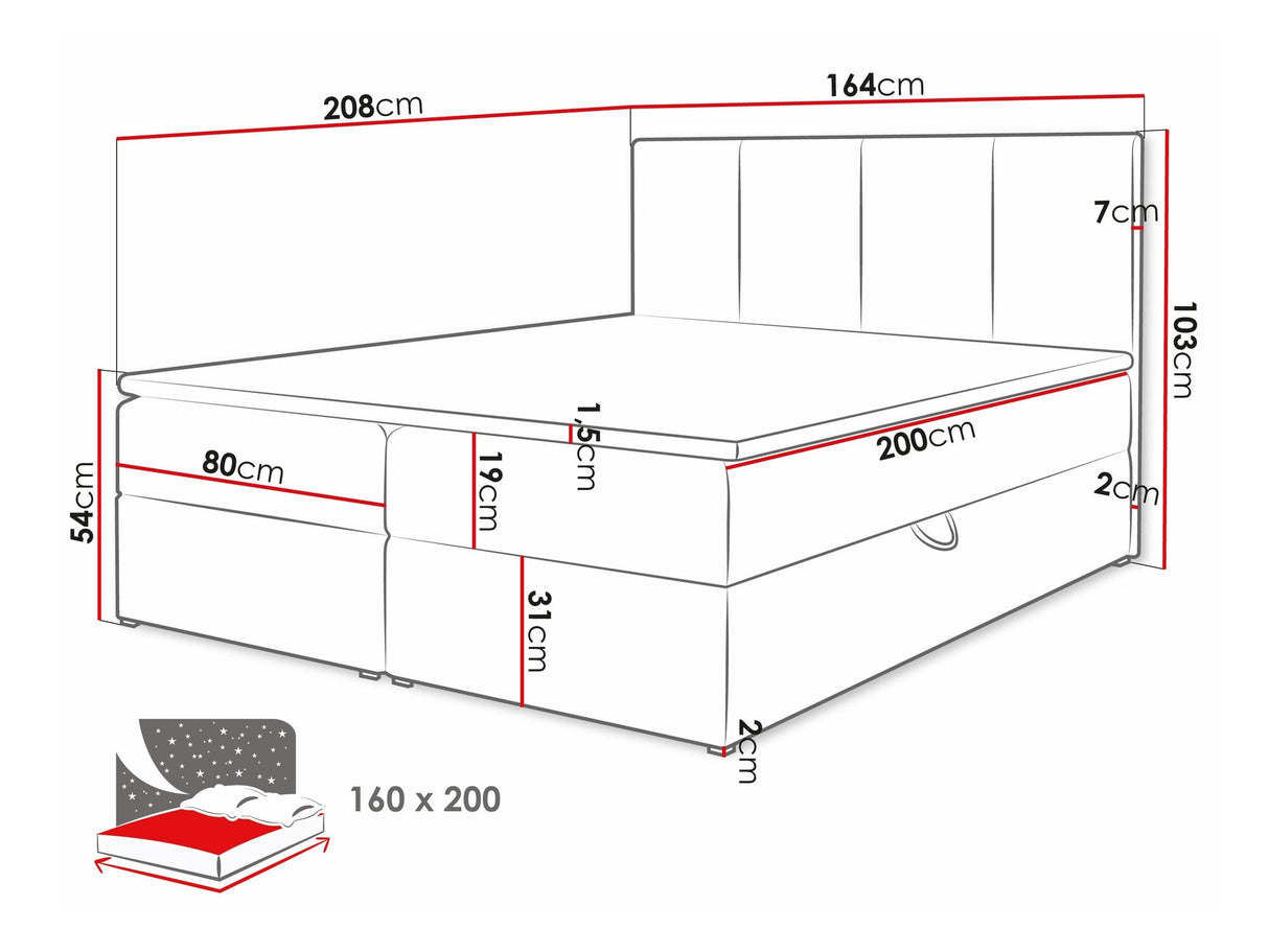 Kontinentális ágy Rebos, Szín: Manila 35, Alvó felület mérete: 160 x 200 cm
