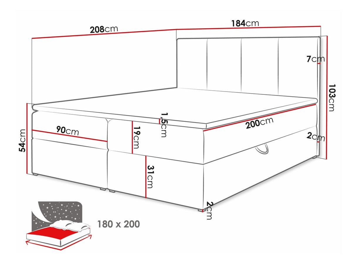 Kontinentális ágy Rebos, Szín: Manila 18, Alvó felület mérete: 180 x 200 cm