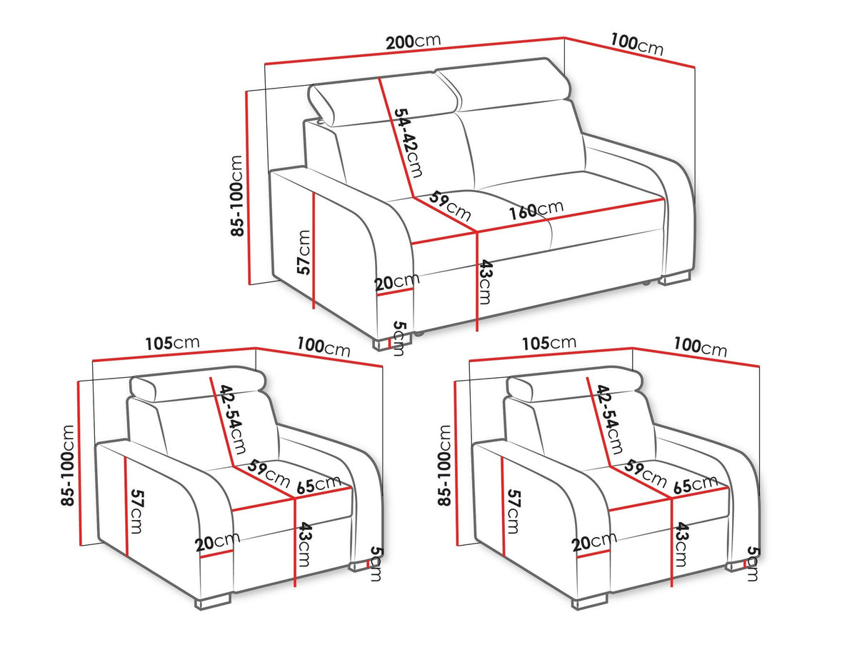 Kárpitozott bútorok Oslo 3+1+1 (Losar), Szín: Crown 4