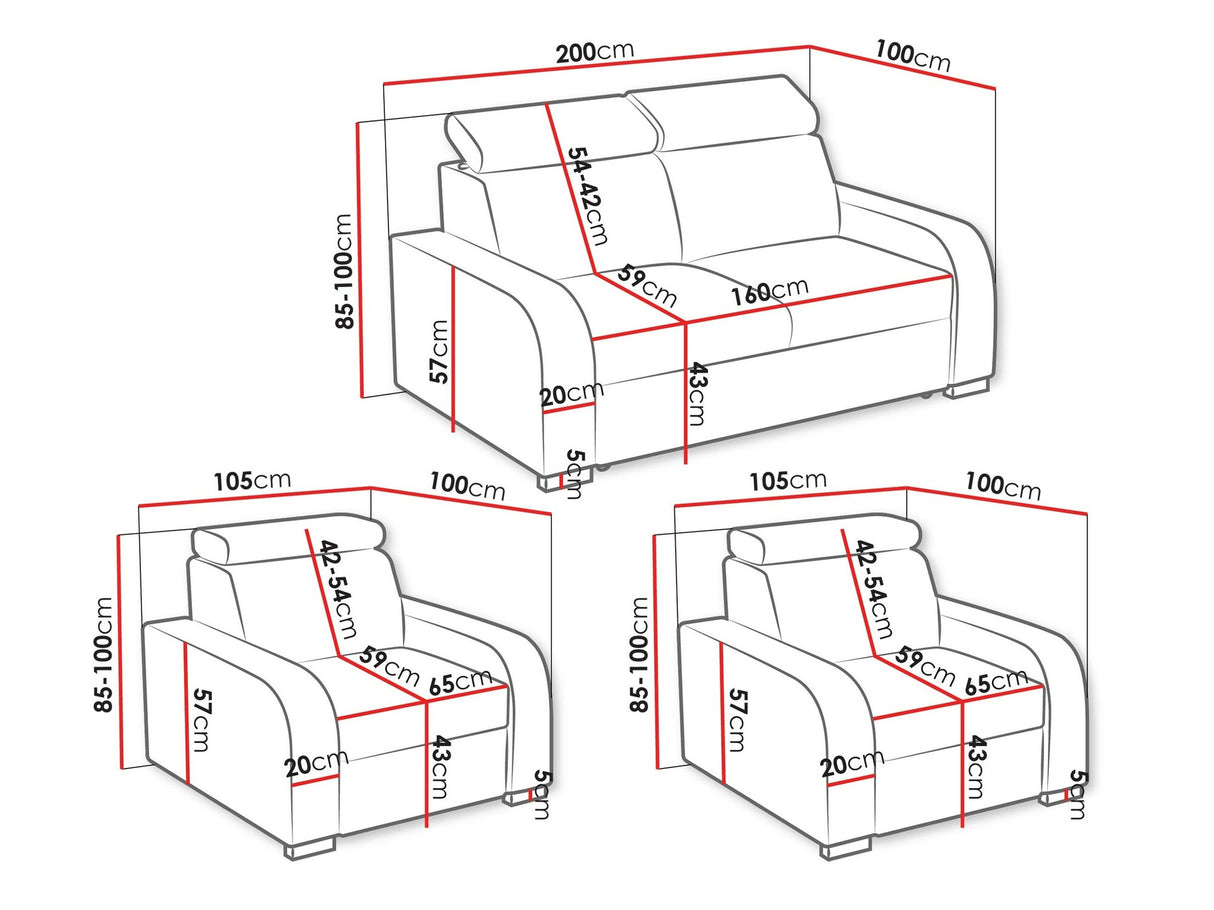 Kárpitozott bútorok Oslo 3+1+1 (Losar), Szín: Crown 18
