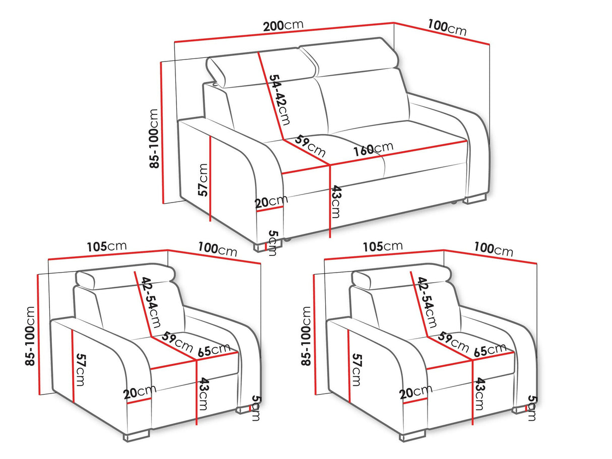 Kárpitozott bútorok Oslo 3+1+1 (Losar), Szín: Crown 17