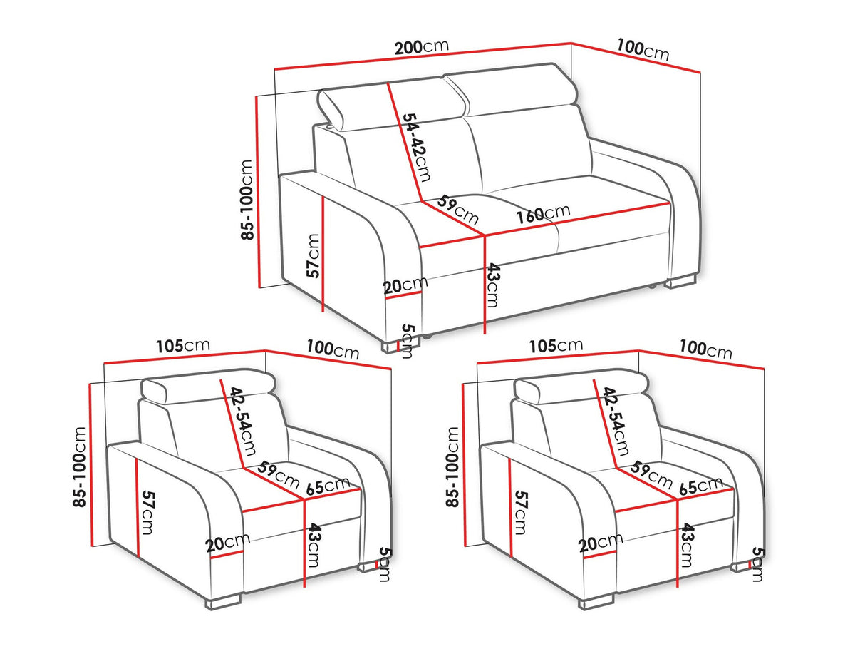 Kárpitozott bútorok Oslo 3+1+1 (Losar), Szín: Crown 10