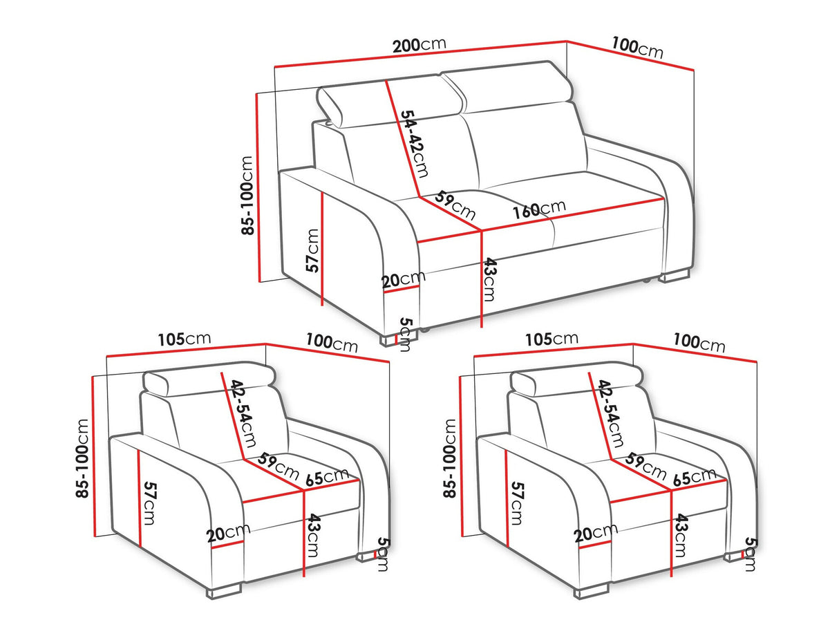 Kárpitozott bútorok Oslo 3+1+1 (Losar), Szín: Crown 11