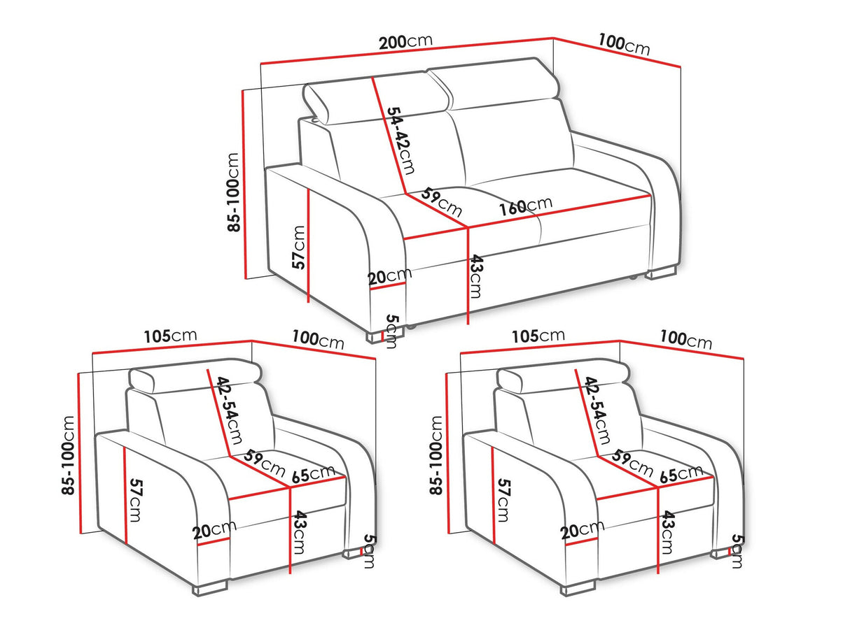 Kárpitozott bútorok Oslo 3+1+1 (Losar), Szín: Crown 16