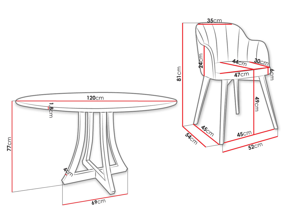 Étkezőgarnitúra Zestaw 05 4xS105 ORION FI, Asztal színe: Fényes fehér + Fényes fekete, Szék színe: Fekete + Baloo 2074
