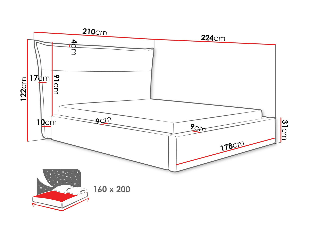 Ágy TINKUS, Alvó felület mérete: 160 x 200 cm, Szín: Kronos 29