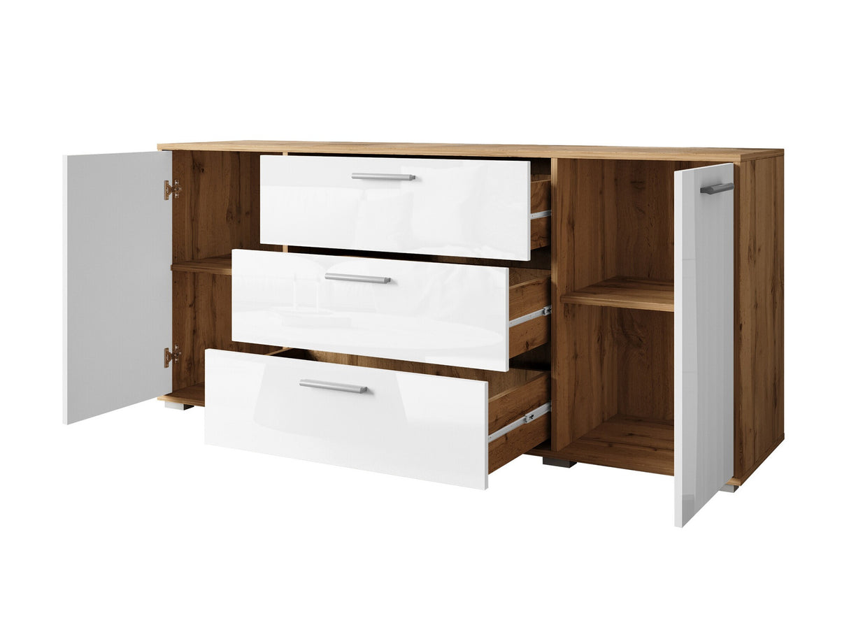 Komód Komoda BOGOTA, Szín: Fehér + Fényes fehér