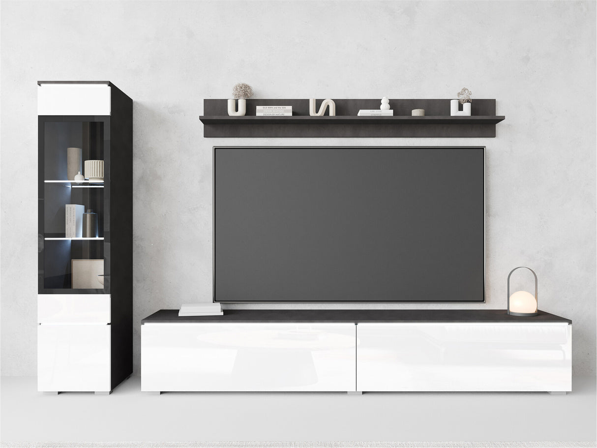 Nappali szett Vera I (Sawoti I), Szín: Matera szürke + Fényes fehér, Led világítás: Nem