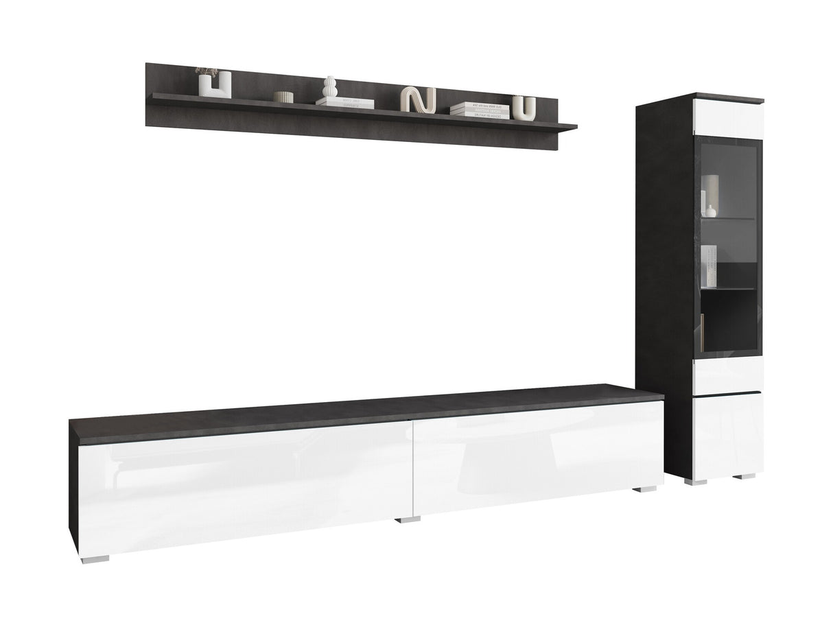 Nappali szett Vera I (Sawoti I), Szín: Matera szürke + Fényes fehér, Led világítás: Nem