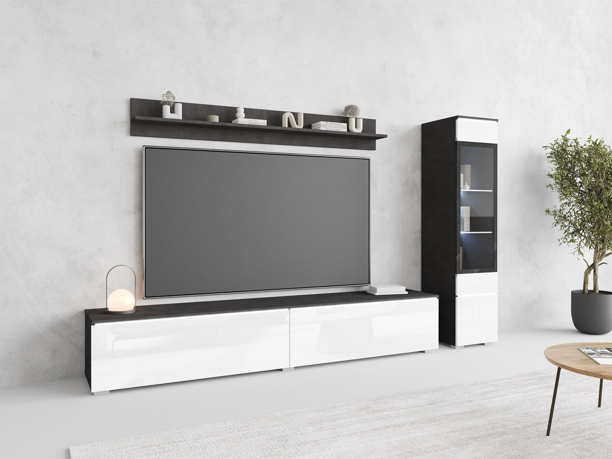 Nappali szett Vera I (Sawoti I), Szín: Matera szürke + Fényes fehér, Led világítás: Igen