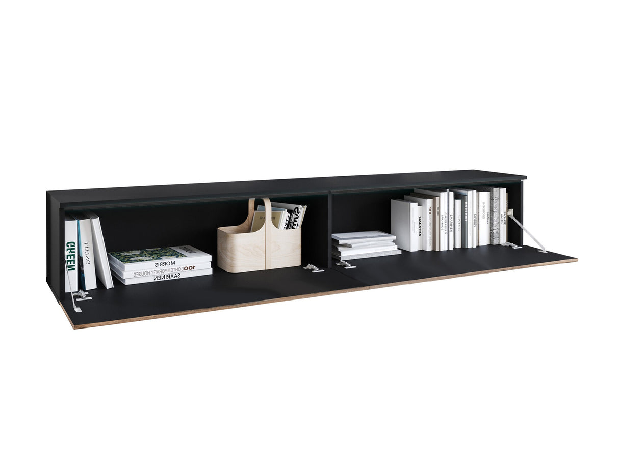 TV-állvány Szafka RTV D 180 Közepes sűrűségű farostlemez M3, Szín: Grafit + Wotan tölgy, Led világítás: Nem