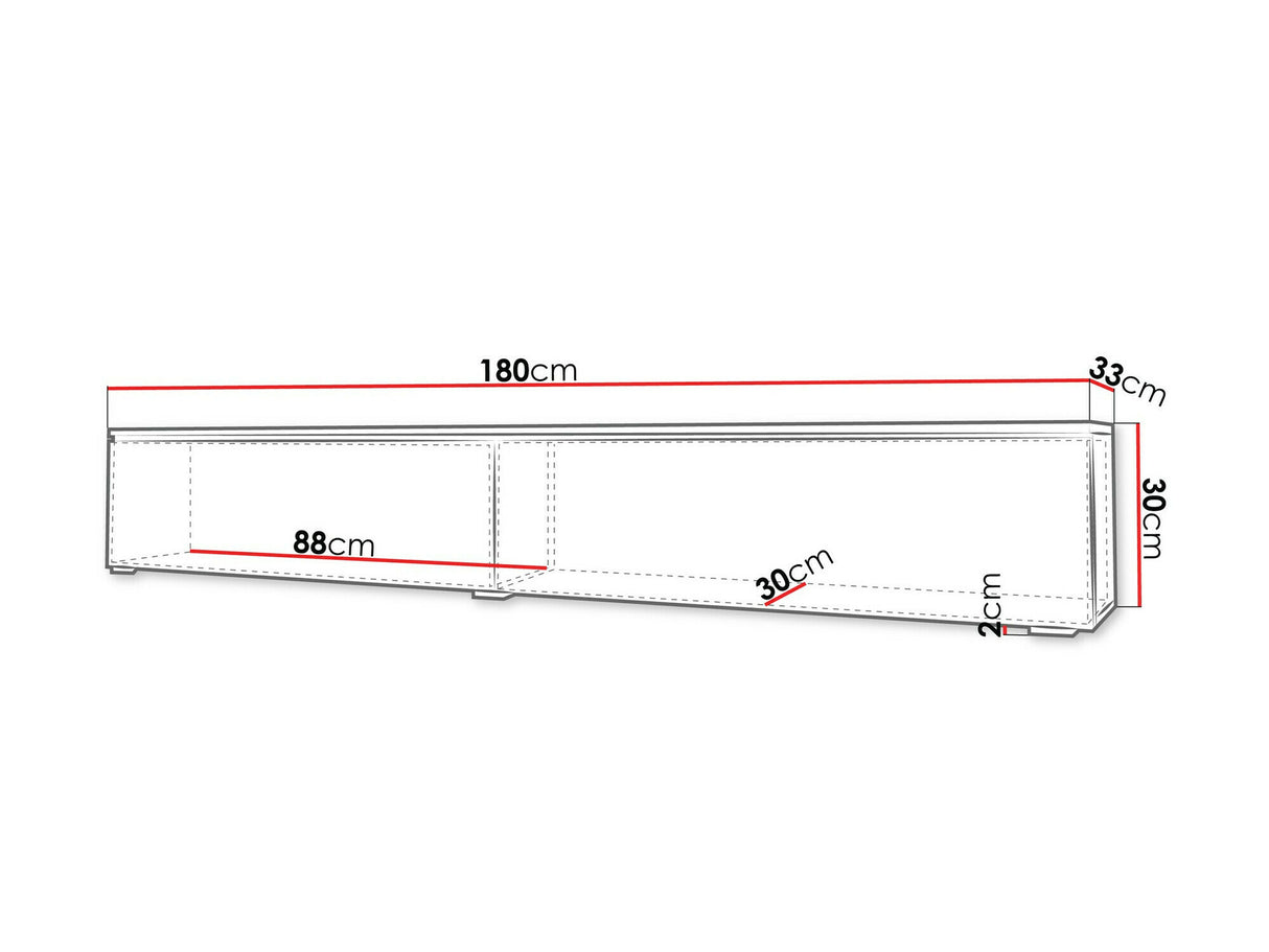 TV-állvány Szafka RTV D 180 Közepes sűrűségű farostlemez M3, Szín: Grafit + Fekete, Led világítás: Nem