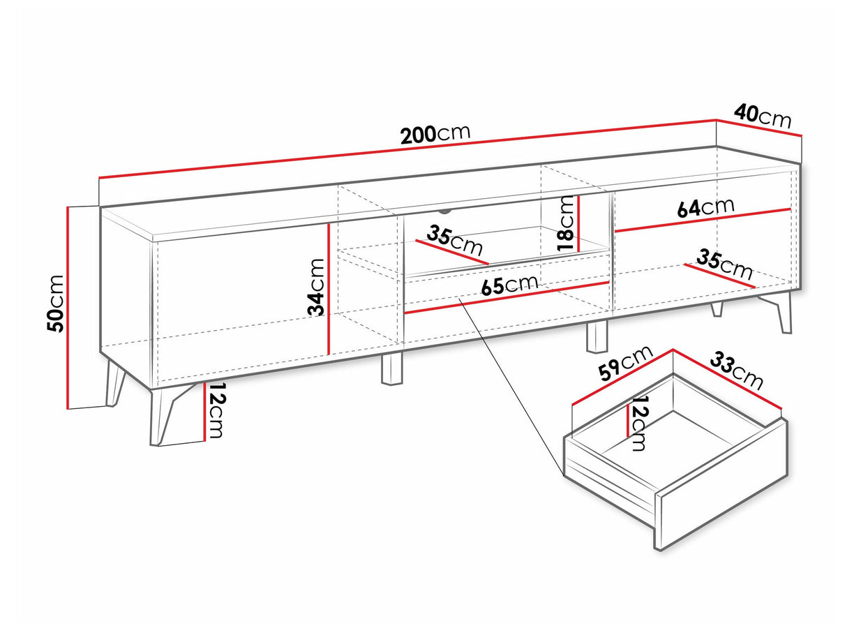 TV-állvány Szafka RTV 2D1S AURORA Biały/Biały połysk (Fehér + Fényes fehér)