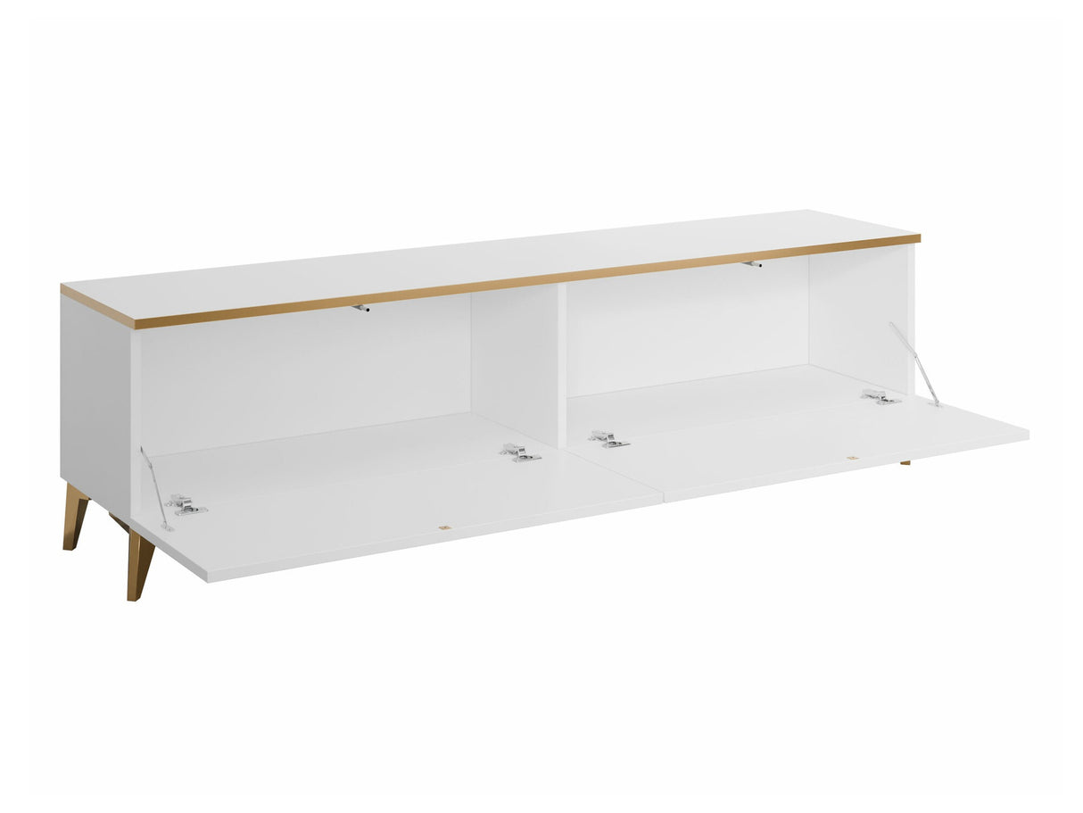 TV-állvány Szafka RTV 2D AURORA Biały/Biały połysk (Fehér + Fényes fehér)