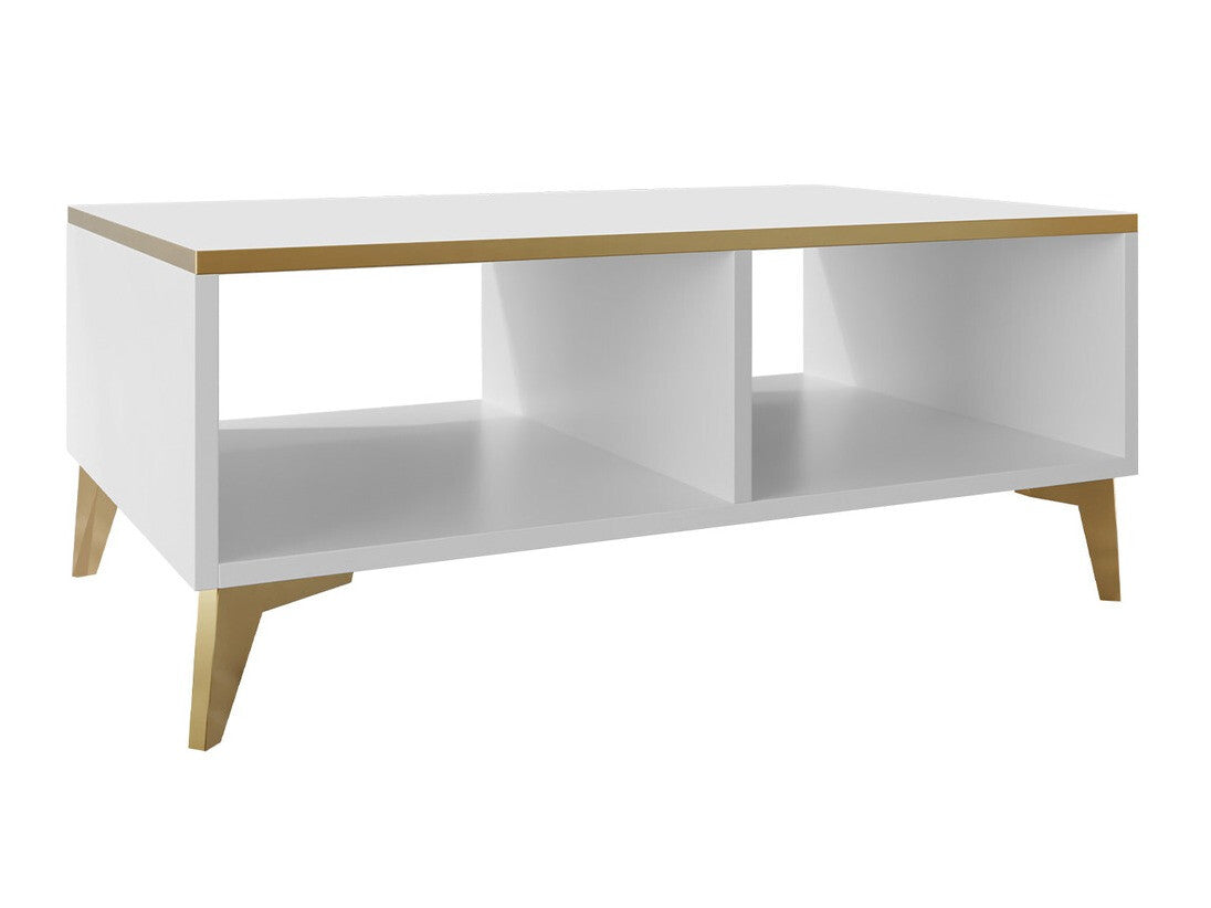 Dohányzóasztal Stolik kawowy AURORA Biały/Biały połysk (Fehér)