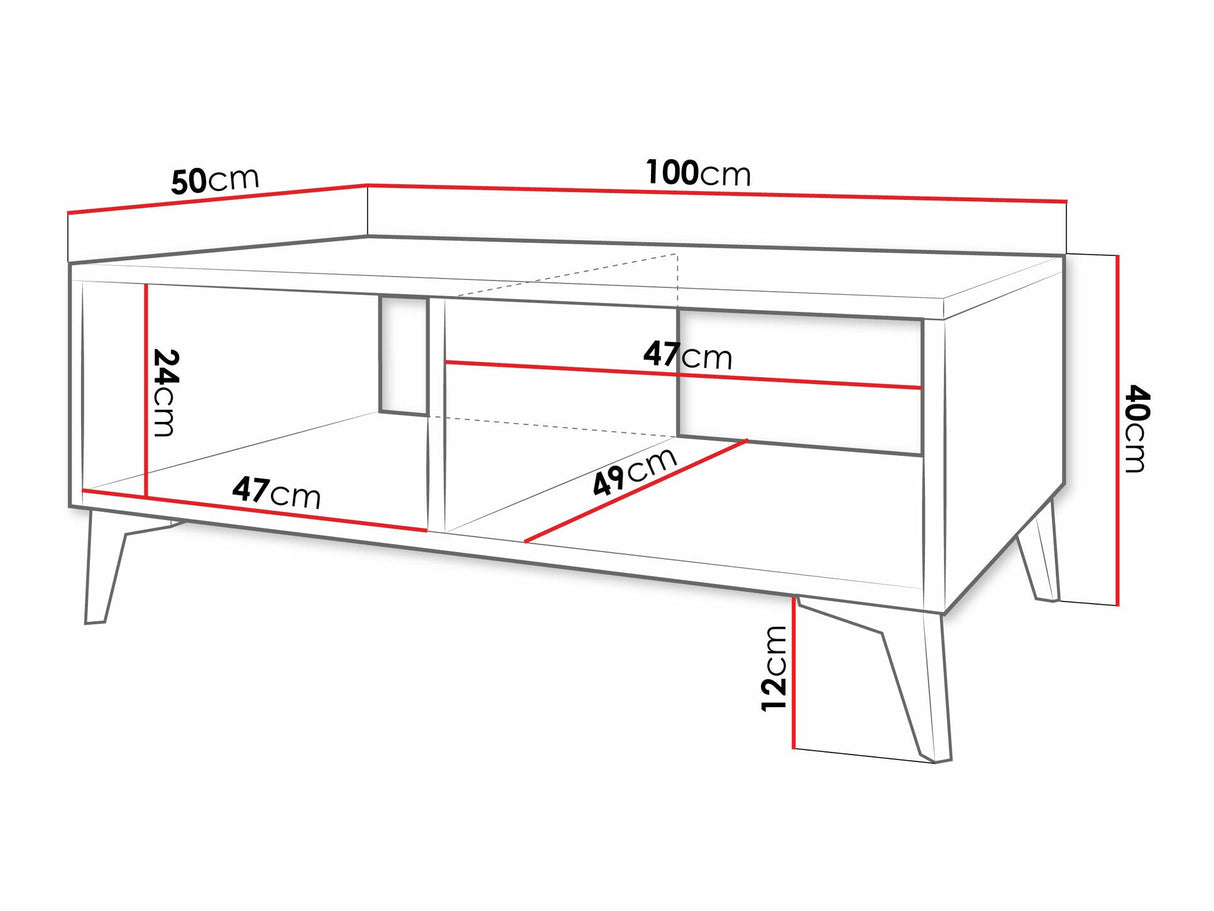 Dohányzóasztal Stolik kawowy AURORA Biały/Biały połysk (Fehér)