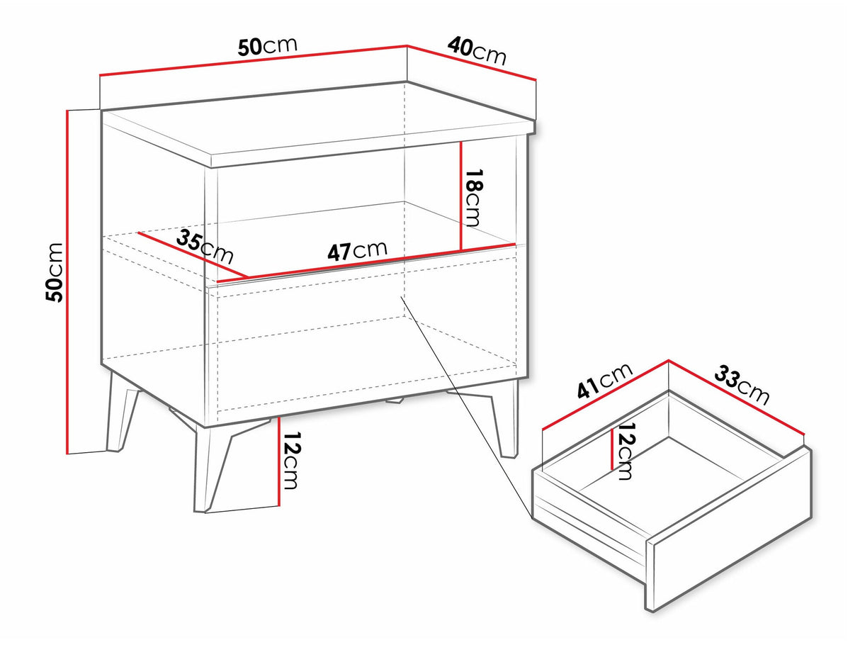 Éjjeliszekrény Szafka nemcna 1SZ AURORA Beż/Beż połysk (Beige + Fényes beige)