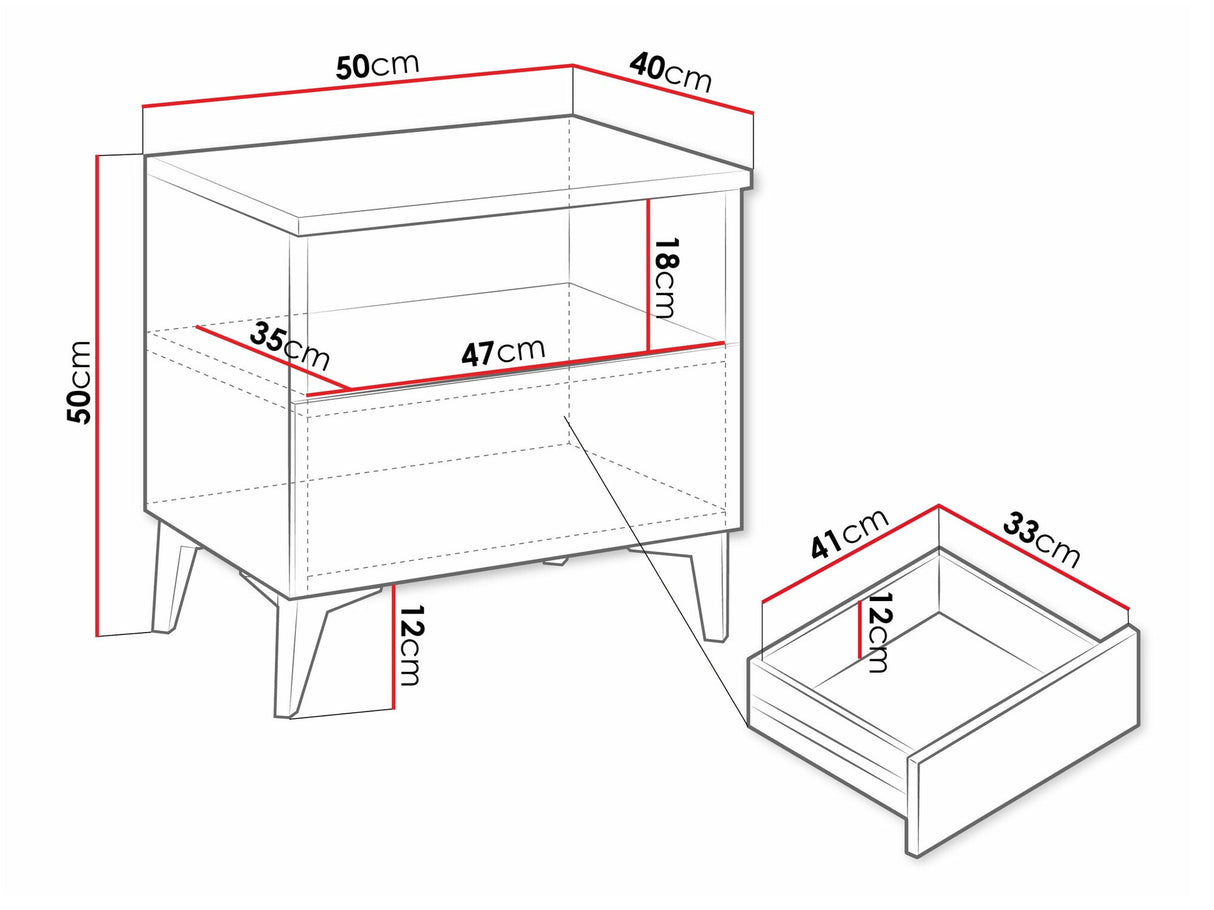 Éjjeliszekrény Szafka nemcna 1SZ AURORA Biały/Biały połysk (Fehér + Fényes fehér)