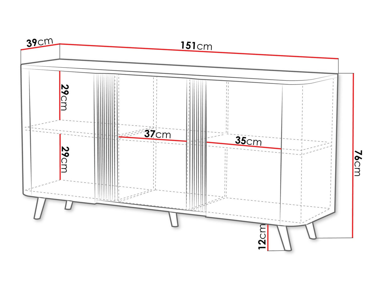 Szekrény Komoda VOLARE 150 3D Kaszmir mat (Kasmír + Fekete)