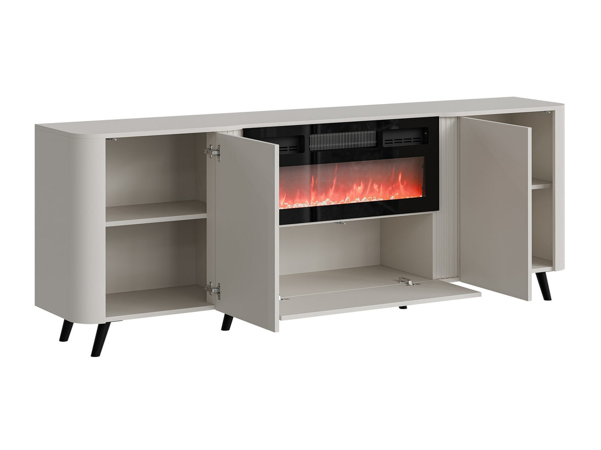 Szekrény Komoda VOLARE 200 EF + kominek Czarny mat Kominek: Czarny (Fekete)