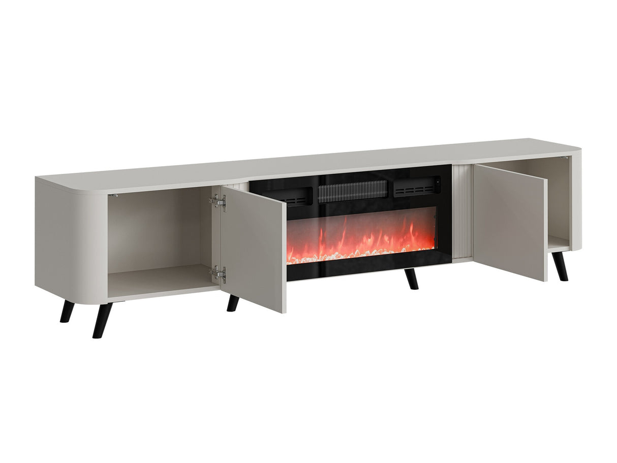 Nappali szett Meble VOLARE I Czarny mat/Czarny San Sebastian Kominek: Czarny (Fekete + Fekete márvány)