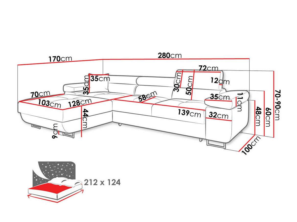 Sarokkanapé Narożnik TOREZIO MINI, Szín: Flow 09, Változatok: Balos