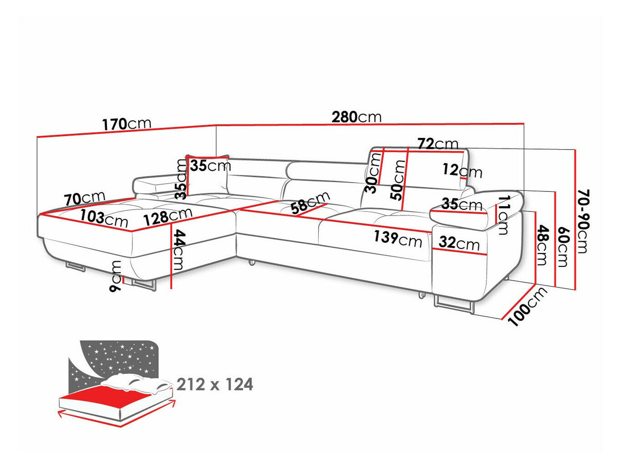 Sarokkanapé Narożnik TOREZIO MINI, Szín: Flow 06, Változatok: Balos