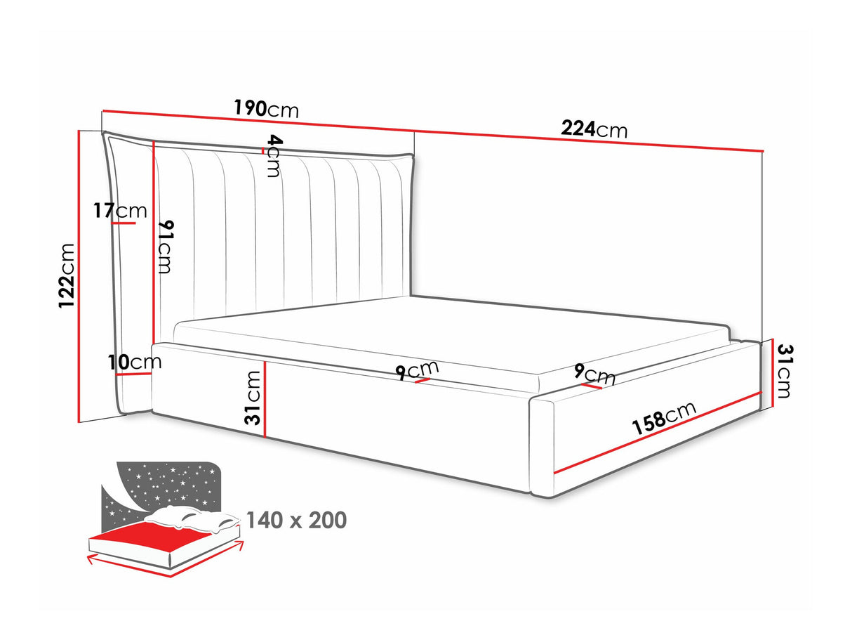Ágy Łóżko tapicerowane LILKUS, Szín: Kronos 29, Alvó felület mérete: 140 x 200 cm