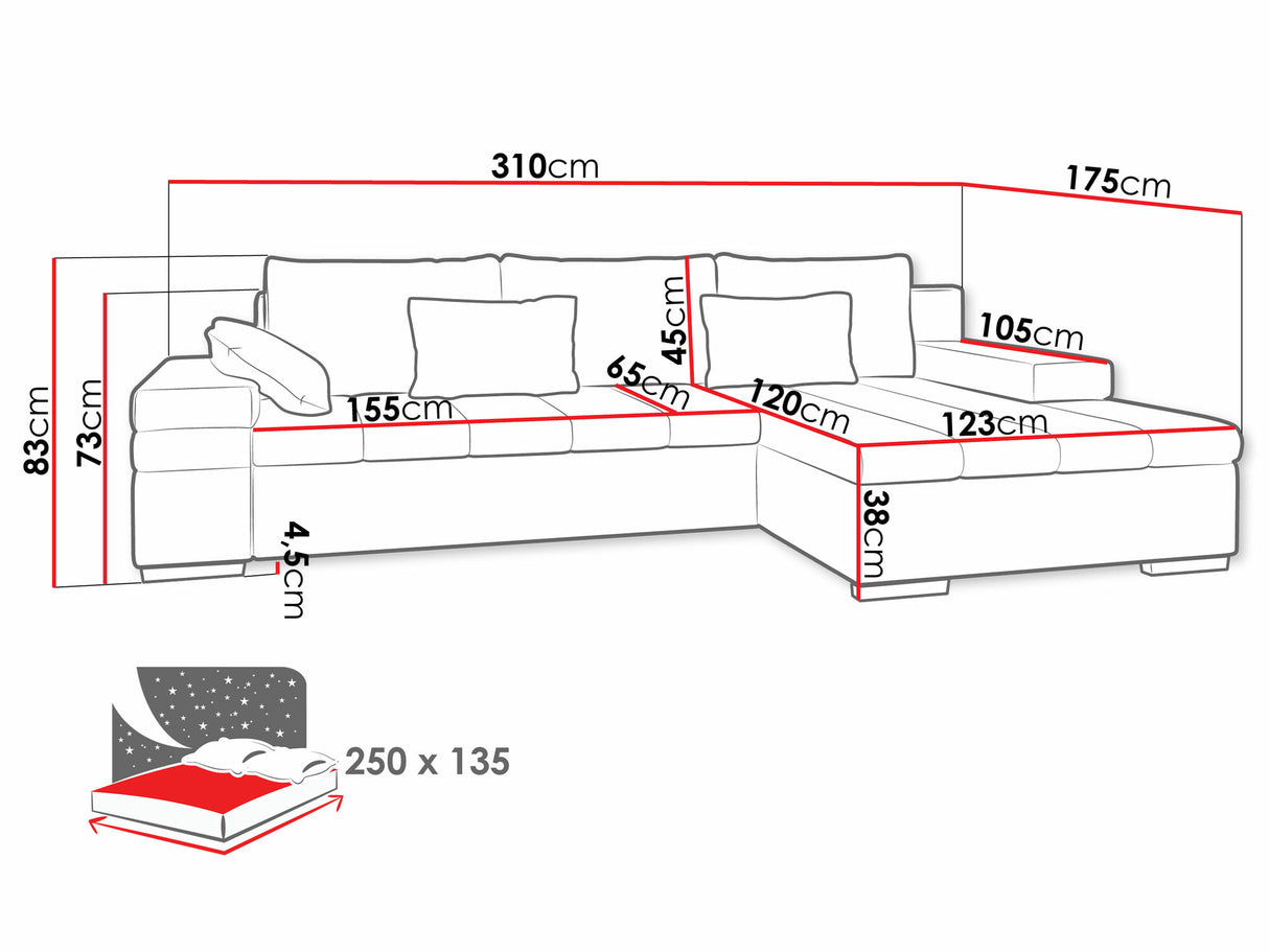Sarokkanapé Bangkok (Kanton) Toptextil, Szín: Wave 05, Változatok: Balos