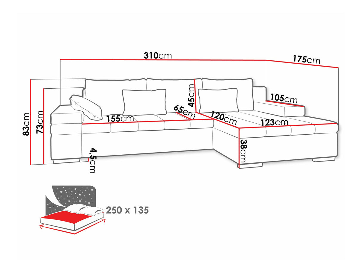 Sarokkanapé Bangkok (Kanton) Toptextil, Szín: Wave 09, Változatok: Balos