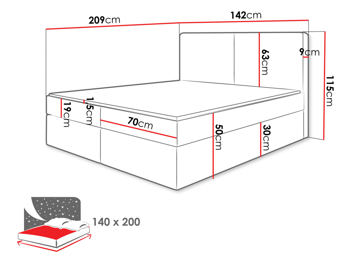 Kontinentális ágy Łóżko kontynentalne CLAIRE, Szín: Manila 35, Alvó felület mérete: 140 x 200 cm
