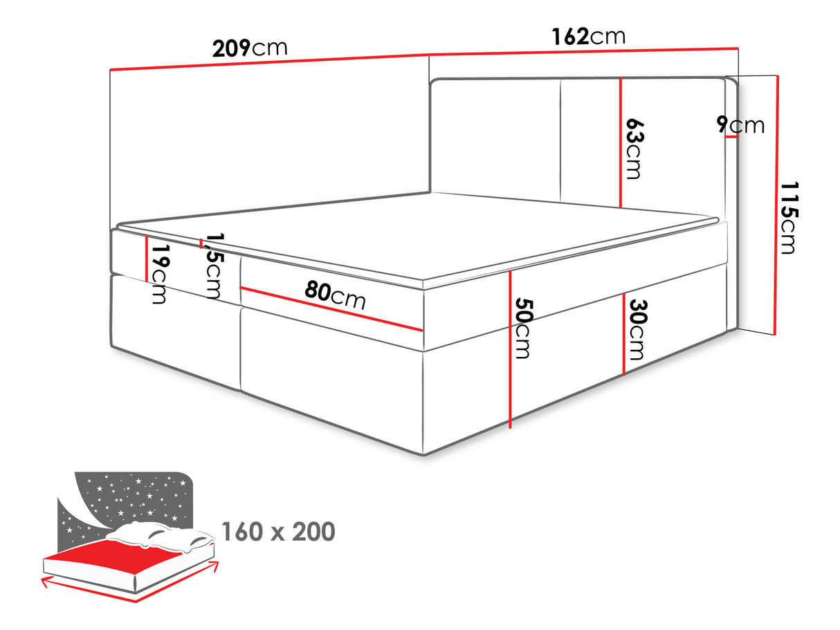 Kontinentális ágy Łóżko kontynentalne CLAIRE, Szín: Manila 35, Alvó felület mérete: 160 x 200 cm