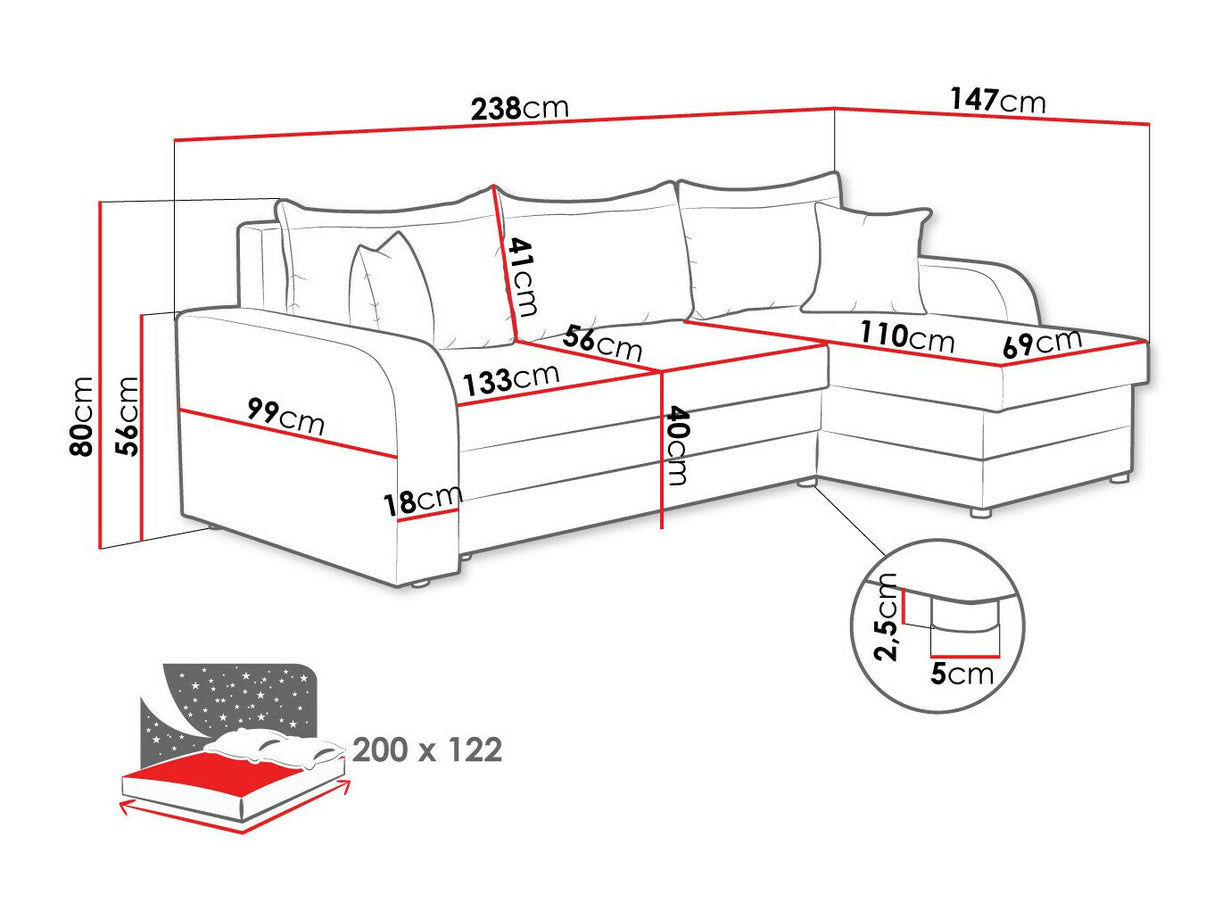 Sarokkanapé Kris (Dalmir) I, Szín: Poso 135