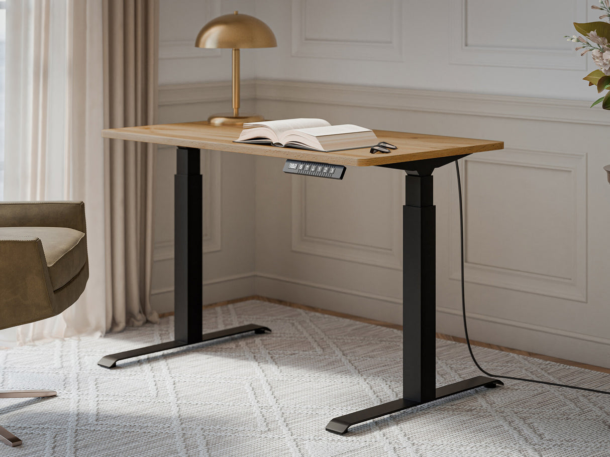 Állítható magasságú íróasztal Biurko MOON 121, Szín: Wotan tölgy + Fekete