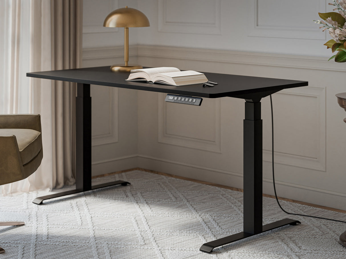 Állítható magasságú íróasztal Biurko MOON LONG 150, Szín: Fekete