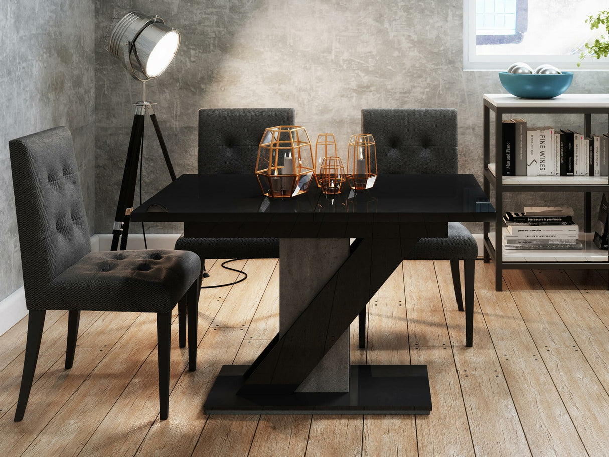 Asztal MEVA (Eksuper), Szín: Fényes fekete + Beton