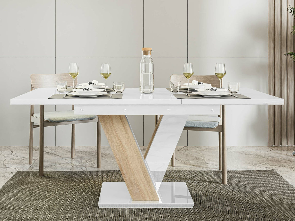 Asztal MASIV (Herkulan), Szín: Fényes fehér + Sonoma tölgy