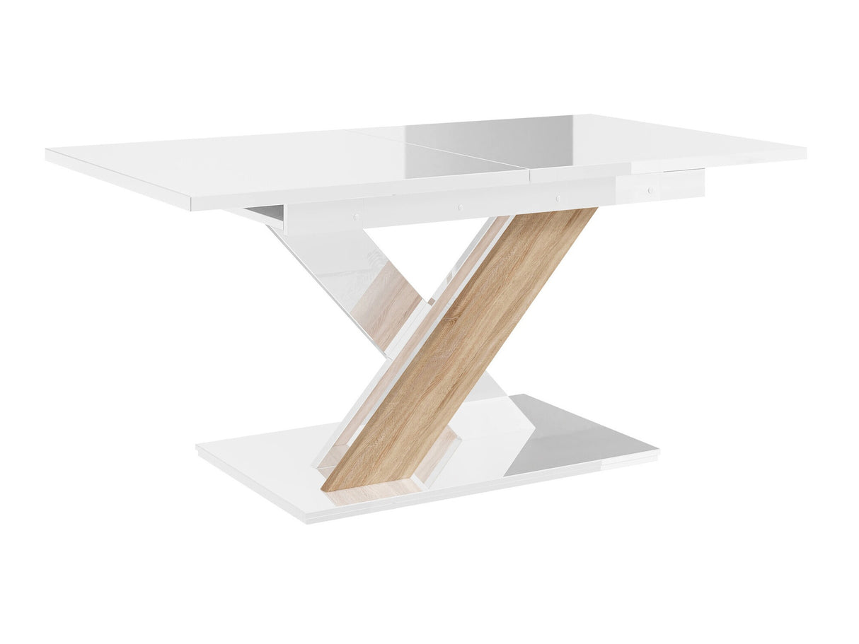 Asztal BRONX (Lezuma), Szín: Fényes fehér + Sonoma tölgy