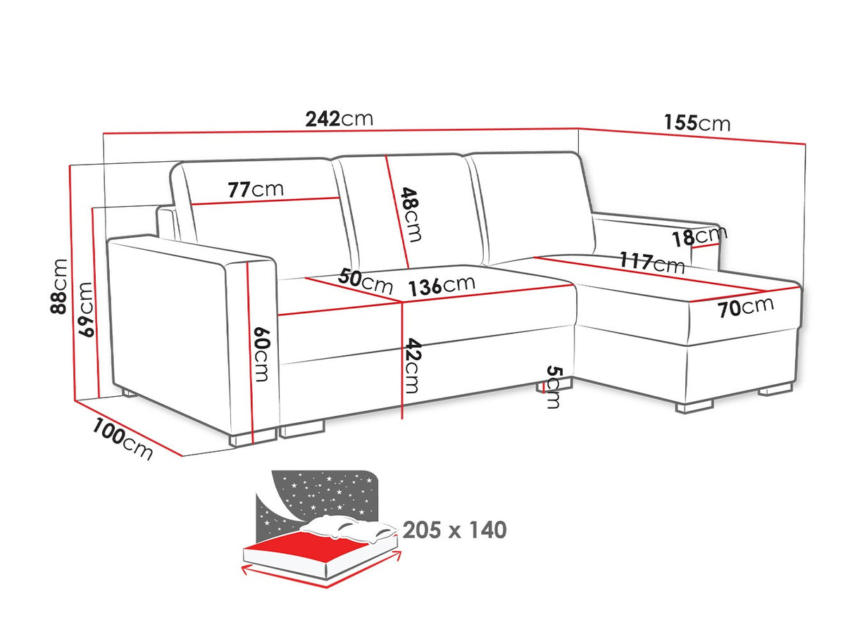 Sarokkanapé Latte (Zawil), Szín: Neve 3