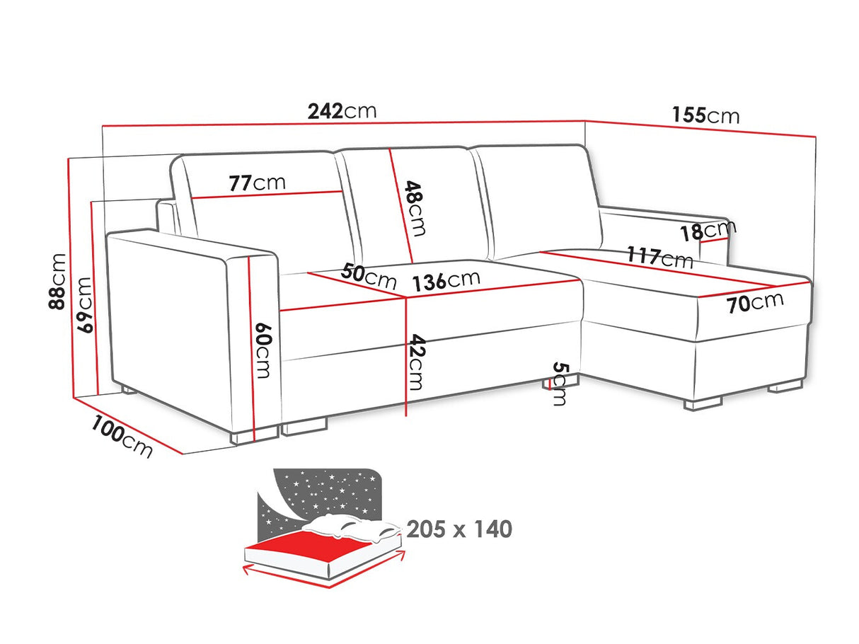 Sarokkanapé Latte (Zawil), Szín: Neve 16