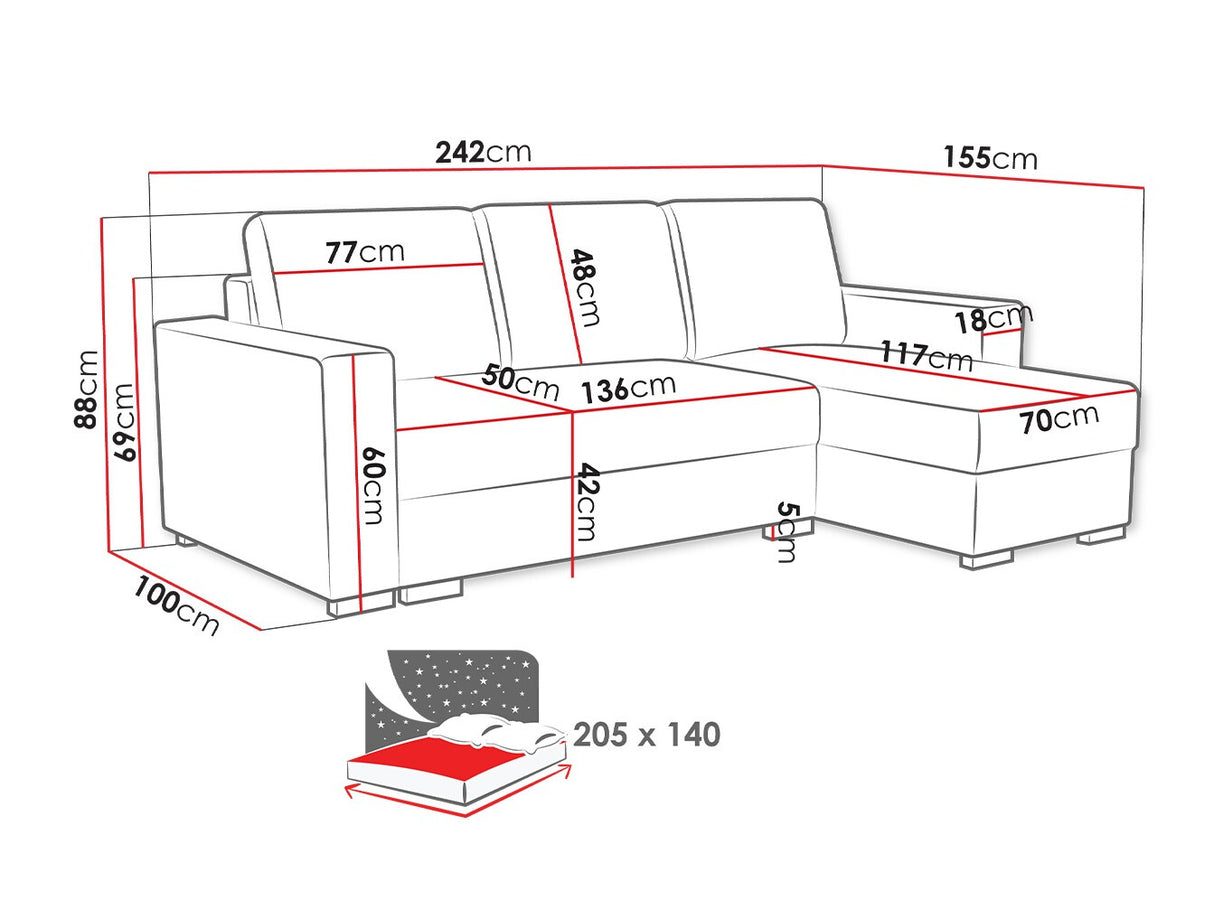 Sarokkanapé Latte (Zawil), Szín: Neve 77