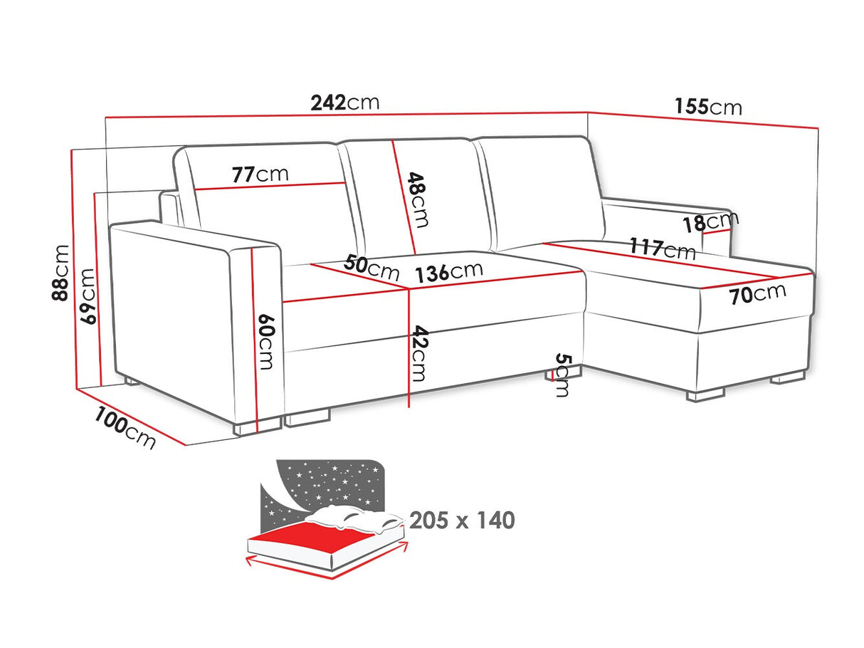 Sarokkanapé Latte (Zawil), Szín: Neve 80