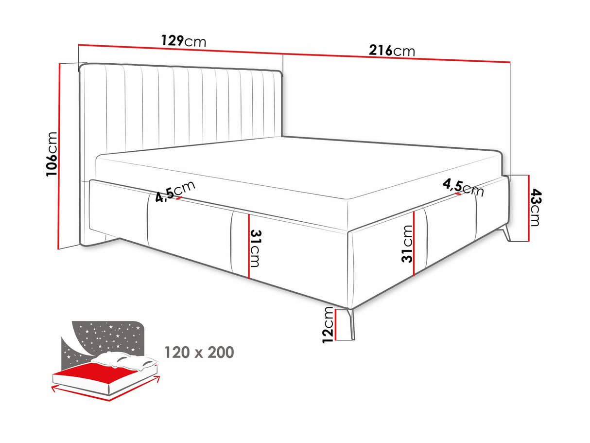 Ágy MORRIS (Lizubo), Szín: Fresh 11, Alvó felület mérete: 120 x 200 cm